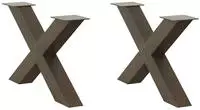 vidaXL Couchtischbeine X-Form 2 Stk. Naturstahl 70x(42-43) cm Stahl