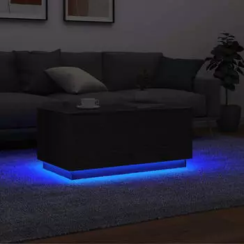 vidaXL Couchtisch mit LED-Leuchten Schwarz Eichen-Optik 90x49x40cm (862254)