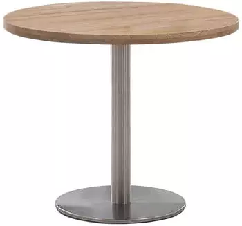 Niehoff Bistro S&auml;ulentisch rund, Wildeiche massiv, Edelstahl, &Oslash;90x76cm