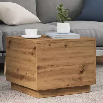 vidaXL Couchtisch mit LED-Leuchten R&auml;uchereiche 90x50x40cm (839879)