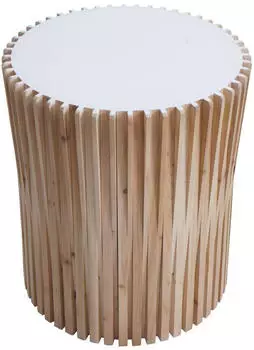 MCW MCW-N31 Beistelltisch Tanne Holz rund &Oslash;51cm natur-wei&szlig; (93151)