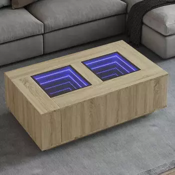 vidaXL Couchtisch mit Infinity-LED Sonoma-Eiche 116x69x40cm