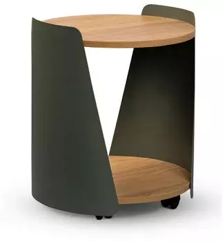 M2 Kollektion Sandro 2 Beistelltisch mit Ablage, Eiche Dekor/Metall, gr&uuml;n, 48x40cm (408405)