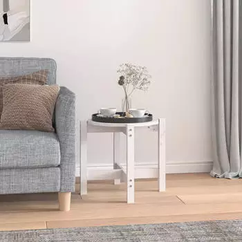 vidaXL Couchtisch Wei&szlig; &Oslash;52,5x45cm Massivholz Kiefer (822308)