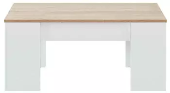 For&eacute;s Low Cost h&ouml;henverstellbarer Couchtisch 100x50cm Wei&szlig;/Eiche (0F1640A)