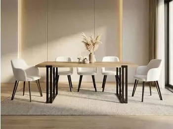 WFL GROUP Marco Esstisch ausziehbar Loft-Stil schwarze Metallbeine 120-220cm (Craft Eiche)