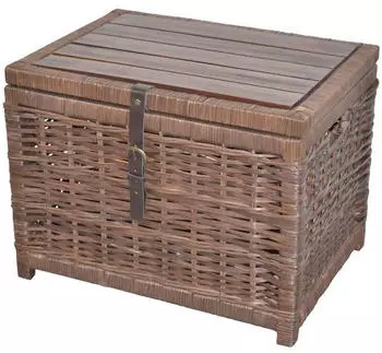 Moebel Direkt Online Ashton Couchtisch Rattan/Akazie mit Stauraum, rechteckig, beige