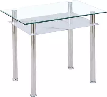 HOOZ Esstisch Sicherheitsglas Facettenschliff Marmoroptik wei&szlig; 90x60x75cm (A05MW)