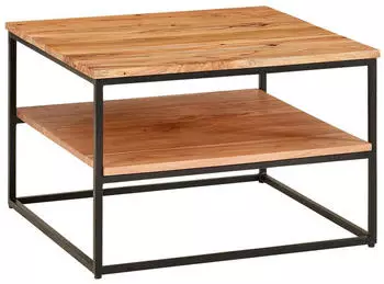 Wohnling Couchtisch Akazie Massivholz/Metall, 60x60x41cm (WL6.363)