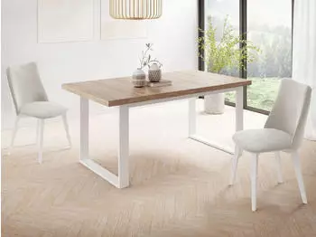 WFL GROUP Sana Esstisch ausziehbar 140&ndash;180cm Loft-Stil, wei&szlig;e Metallbeine, Sonoma Eiche