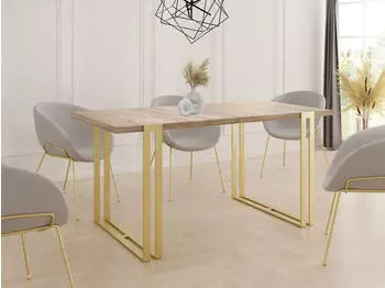 WFL GROUP Stella Esstisch ausziehbar Loft-Stil Sonoma Eiche goldene Metallbeine 160&ndash;260cm