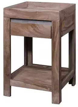 Massivmoebel24 Sydney #236 Beistelltisch Sheesham 40x40x60cm Smoked Oak (09-100-778-0136)