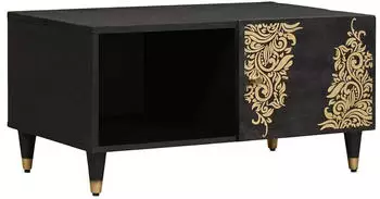 vidaXL Couchtisch Schwarz 80x50x40cm Massivholz Mango (4018812)