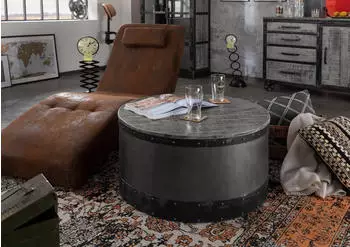 Massivmoebel24 Heavy Industry #163 Couchtisch Mango 78x78x43cm grau lackiert (09-200-677-0163)