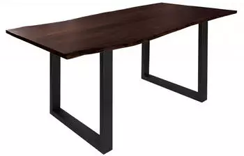 Massivmoebel24 Freeform 3 Baumkantentisch Akazie Massivholz 200x100x76cm, U-Beine anthrazit matt (09-110-814-1253)
