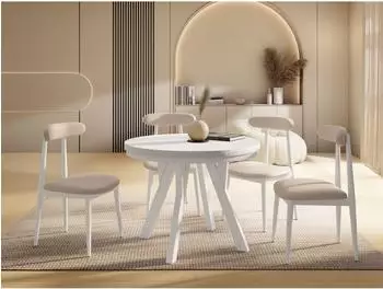 WFL GROUP Vero Neo Esstisch rund ausziehbar, wei&szlig;, 80&ndash;130cm (800001517176)