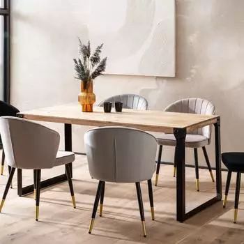 Finebuy Esstisch 180cm Akazienholz Massiv Metall Industrial (FB60607)