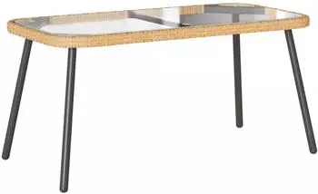 vidaXL Couchtisch natur 90x45x42cm Poly-Rattan