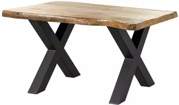 Massivmoebel24 Freeform 5 Baumkantentisch Mango 160x90x77cm natur, X-Beine anthrazit (09-106-844-9212)
