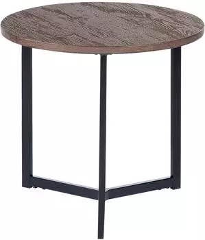 Beliani Tippo Beistelltisch rund dunkles Holz MDF Metall 50cm (374361)