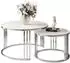 Lookway Lori Glass 2in1 runder Couchtisch, Glas weiß, Gestell verchromt silber (800001175722)