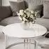 Lookway Lori Glass 2in1 runder Couchtisch, Glas weiß, Gestell verchromt silber (800001175722)