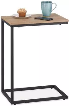 Relaxdays Beistelltisch C-Form, Metall, schwarz, 30x60x45cm