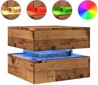 vidaXL Couchtisch mit LED-Leuchten Altholz-Optik 50x50x40 cm