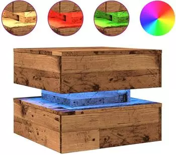 vidaXL Couchtisch mit LED-Leuchten Altholz-Optik 50x50x40cm (857716)
