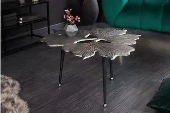 Riess-Ambiente Couchtisch Ginkgo Leafs 75cm, Metall, silber, handmade