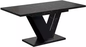 ALTDECOR CLASI Esstisch ausziehbar, Holzwerkstoff, Royal Marble/Black Gloss, 120-160x80x75cm (800000814421)