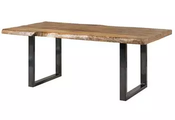 Massivmoebel24 Freeform 5 Baumkantentisch Mango 220x100x77cm, natur lackiert, U-Beine anthrazit (09-112-844-9105)