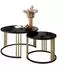 Lookway Lori Mix Glass Couchtisch 2in1, rund, schwarz/gold (⌀70/50cm)
