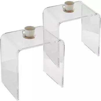 VEVOR Beistelltisch C-Form, Acryl, transparent, 2er-Set, 415x305x460mm (JYFE-002S)