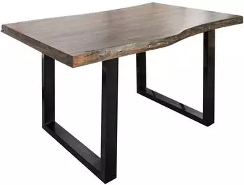Massivmoebel24 Freeform 5 Baumkantentisch Akazie 140x90x77cm grau / U-Beine anthrazit (09-104-824-2101)