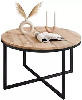 Lookway Ciri-X runder Couchtisch Eiche Wotan, schwarz (800001175766)