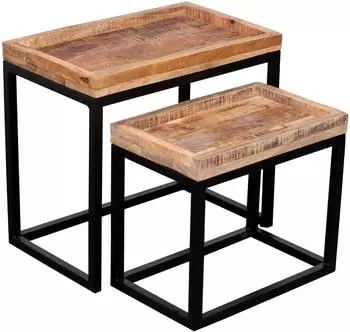 Mr. Deko Lecce 2er-Set Couchtisch Mangoholz, rechteckig (BL61006)