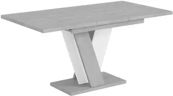 ALTDECOR INEY Esstisch ausziehbar, Holzwerkstoff, betonoptik/wei&szlig;, 120&ndash;160x90x75cm (800000514769)