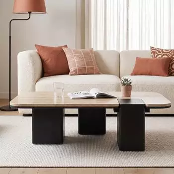 Idimex SURAT Couchtisch Mangoholz & Travertin, 100x27x60cm (96222)