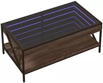 vidaXL Couchtisch mit Infinity-LED, Eichen-Optik, braun, 90x50x38cm (847711)