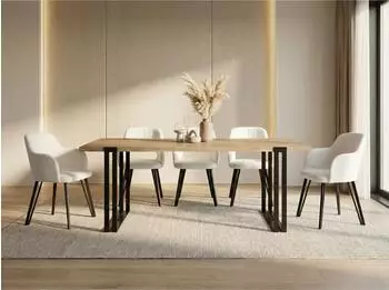 WFL GROUP Marco ausziehbarer Esstisch, Craft Eiche, schwarze Metallbeine, 160&ndash;260x90 cm (800000623886)