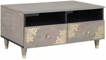 vidaXL Couchtisch mit Schubladen, grau, 80x54x40cm, Mangoholz (4018785)