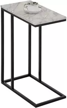 Idimex Debora Beistelltisch C-Form, Marmoroptik, Metallgestell schwarz