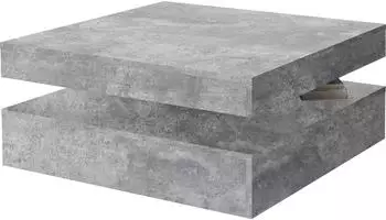 LES TENDANCES Coffee Couchtisch quadratisch drehbar, Spanplatte, hellgrauer Betondekor, 78x78x35,4cm