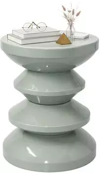 Relaxdays Beistelltisch Zick-Zack Metall, salbei, 46x35cm