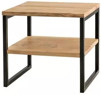main möbel Lissabon Beistelltisch 40x40cm, Wildeiche massiv, Stahl schwarz (LIS-66113)
