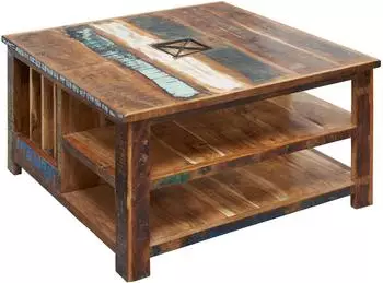 Massivmoebel24 Nature of Spirit #105 Couchtisch Altholz, mehrfarbig lackiert, 90x90x48cm (09-200-700-0006)