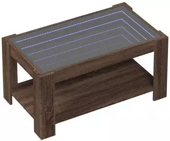 vidaXL LED-Couchtisch Infinity-Spiegel braun Eichen-Optik 93x53x45cm (847559)