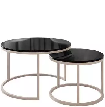 Lookway Couchtisch Ciri 2-in-1, rund, Holzwerkstoff, kaschmir/schwarz hochglanz (800001175987)
