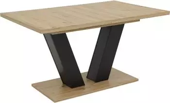 Hela Hamm S&auml;ulen-Esstisch ausziehbar, Artisan Eiche/schwarz, 140-180x90x76cm